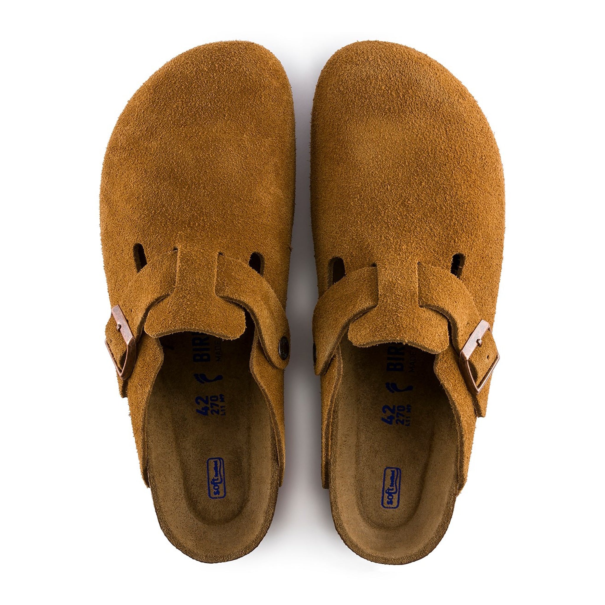 Top view of Birkenstock Boston Suede Flat Sandals Mink 1009542